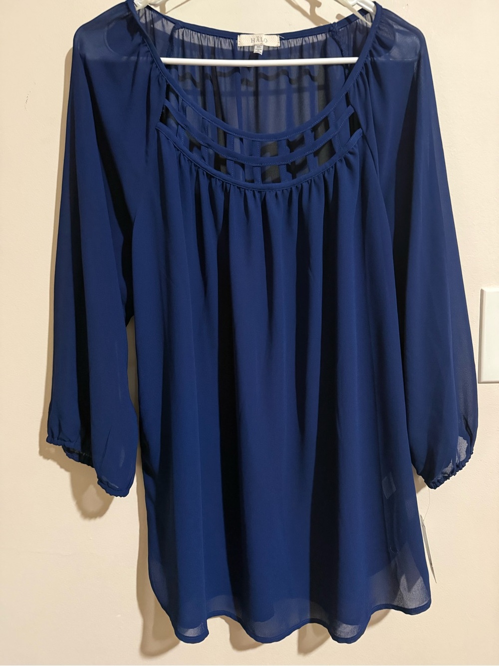 Halo Sheer Tunic Blouse in Royal Blue